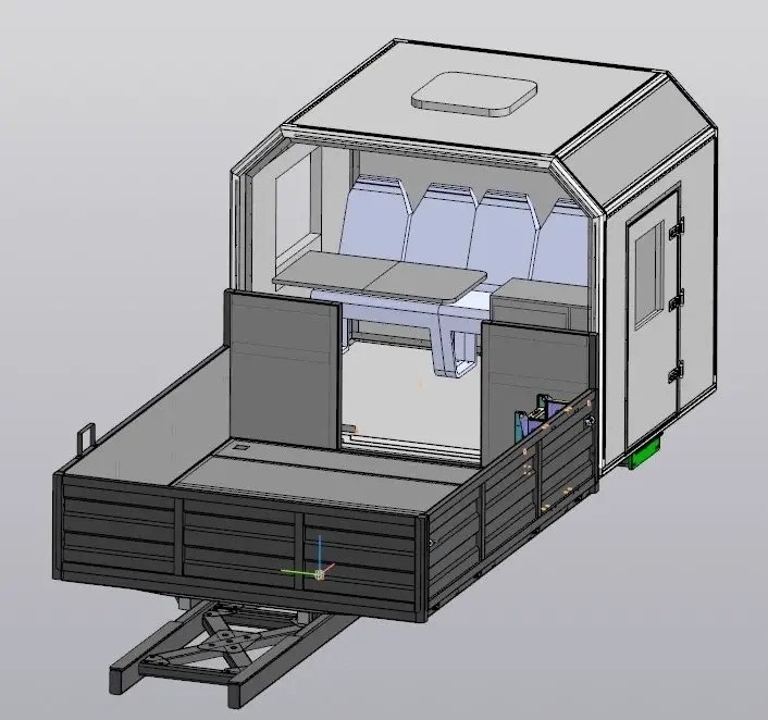 Чертеж: Грузопассажирский автомобиль ГПА Урал Next (4+2 места, с бортовой платформой и КМУ ИМ-95)