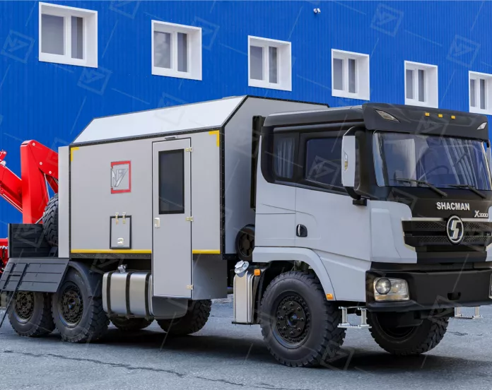 3.3 ПАРМ 3+2 Shacman с бортовой платформой и КМУ ИМ-20