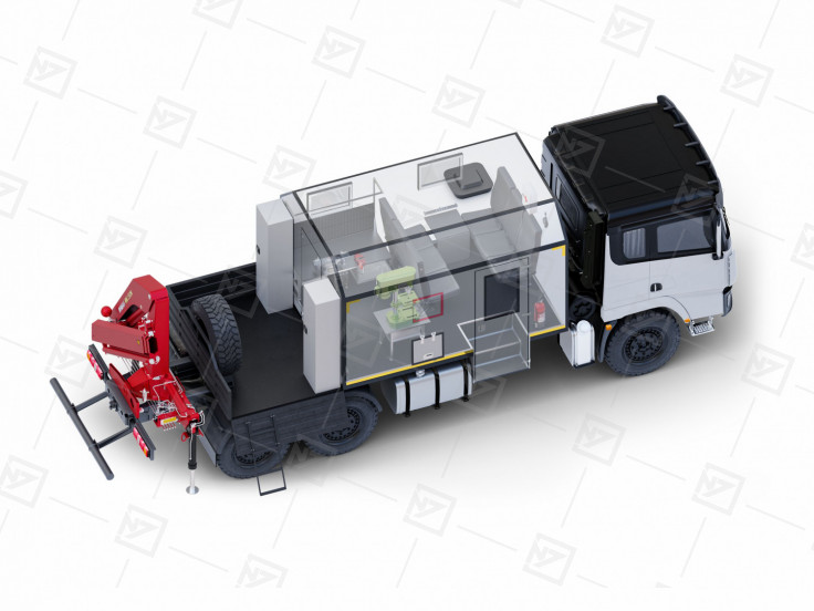 3.3 ПАРМ 3+2 Shacman с бортовой платформой и КМУ ИМ-20