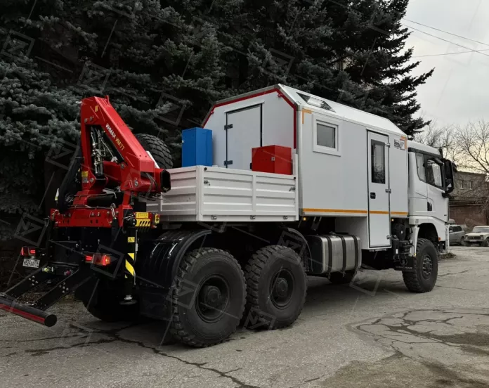 ПАРМ 3+2 Shacman с бортовой платформой (КМУ ИНМАН ИМ-77)